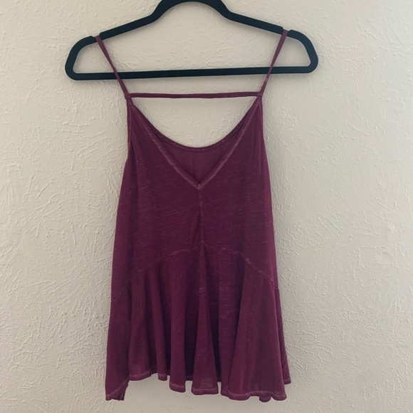 FREE PEOPLE dark maroon swingy tank top Small S - Picture 2 of 7